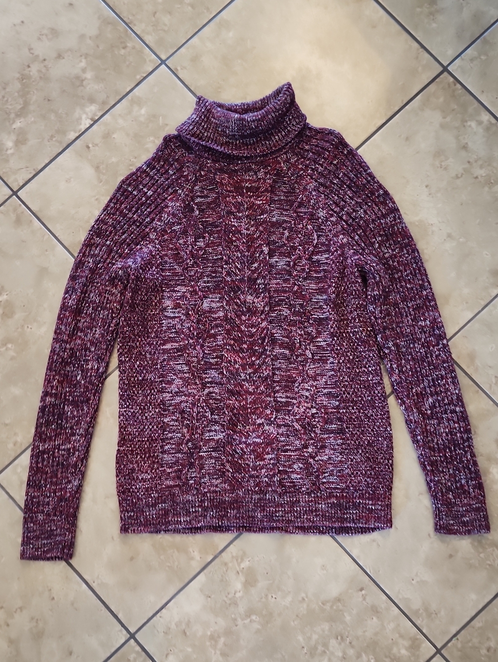 Express Men's Cable Knit Turtleneck Sweater - Burgundy